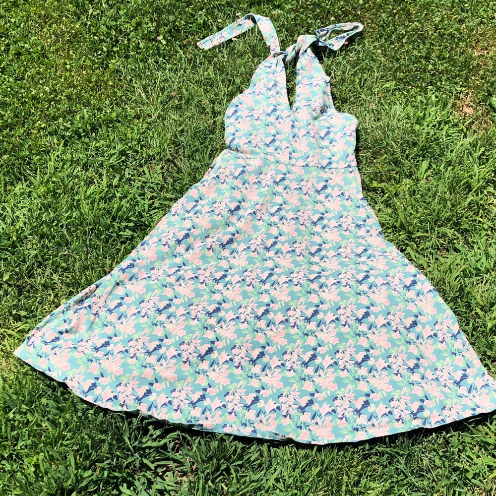 Pact Backless Halter Dress in Pastel Floral